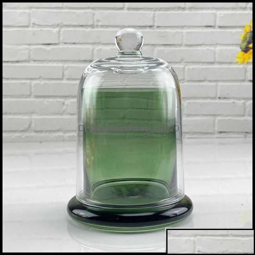 Candles Home Decor Garden 1Pc Empty Glass Candle Jar Dome Cloche Bell For Scented Making Kit Whosale Luxury Container 190Ml/220Ml H0910