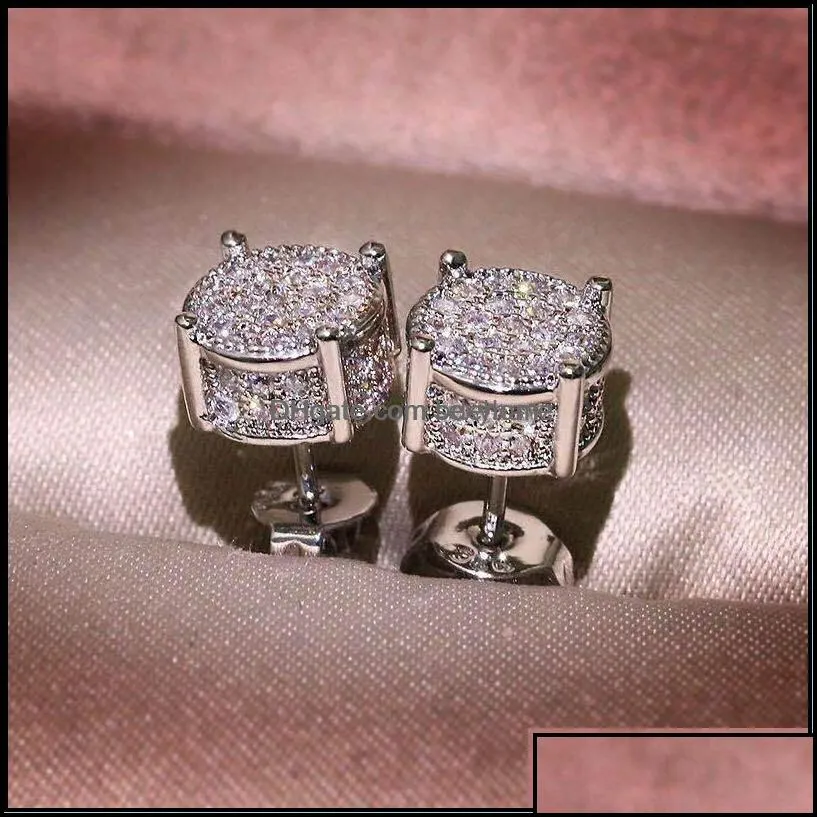 other earrings jewelry s925 sterling sier stud earring fine 2 carats fl diamond 925 bizuteria orehini gemstone drop delivery 2021