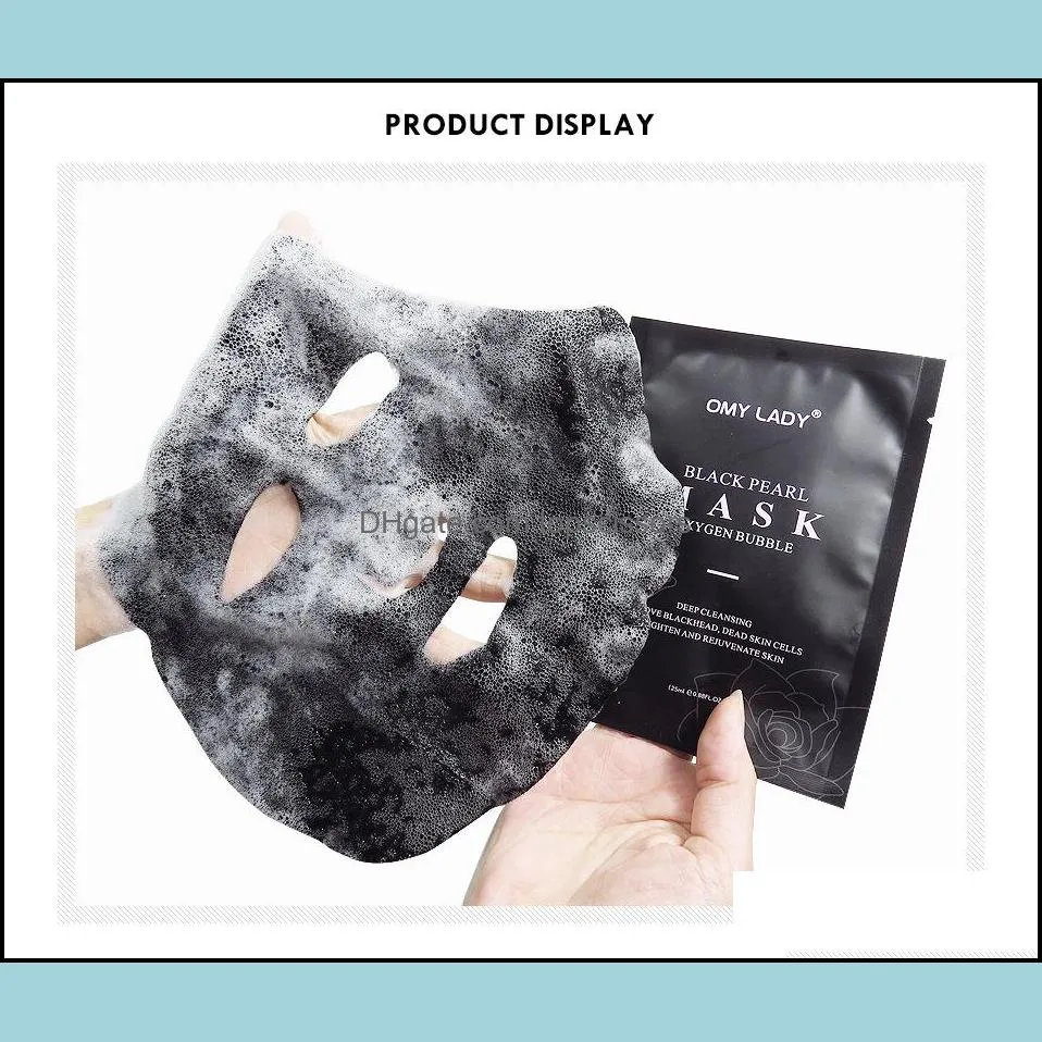 black pearl oxygen bubble face mask moisturizing deep cleansing with rose oil essence control skin masks sheet 10pcs