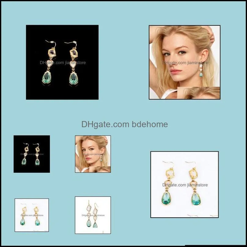 dangle chandelier earrings jewelry gold color semiprecious stone crystal drop bohemia style long for women delivery 2021 wlkar