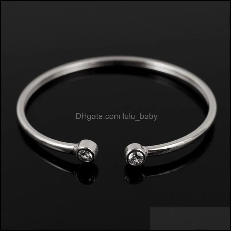 bangle simple rhinestone adjustable open cuff bangles for women men jewellery gifts mens bracelet stainless steel fashion