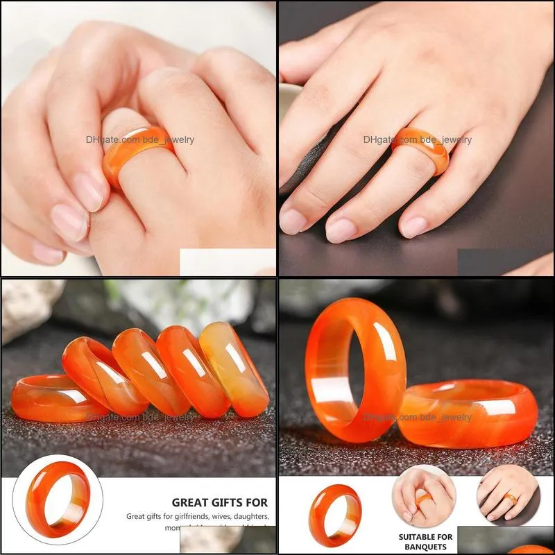 cluster rings red carnelian crystal ring natural agate plain band for women and girls fashion jewelry