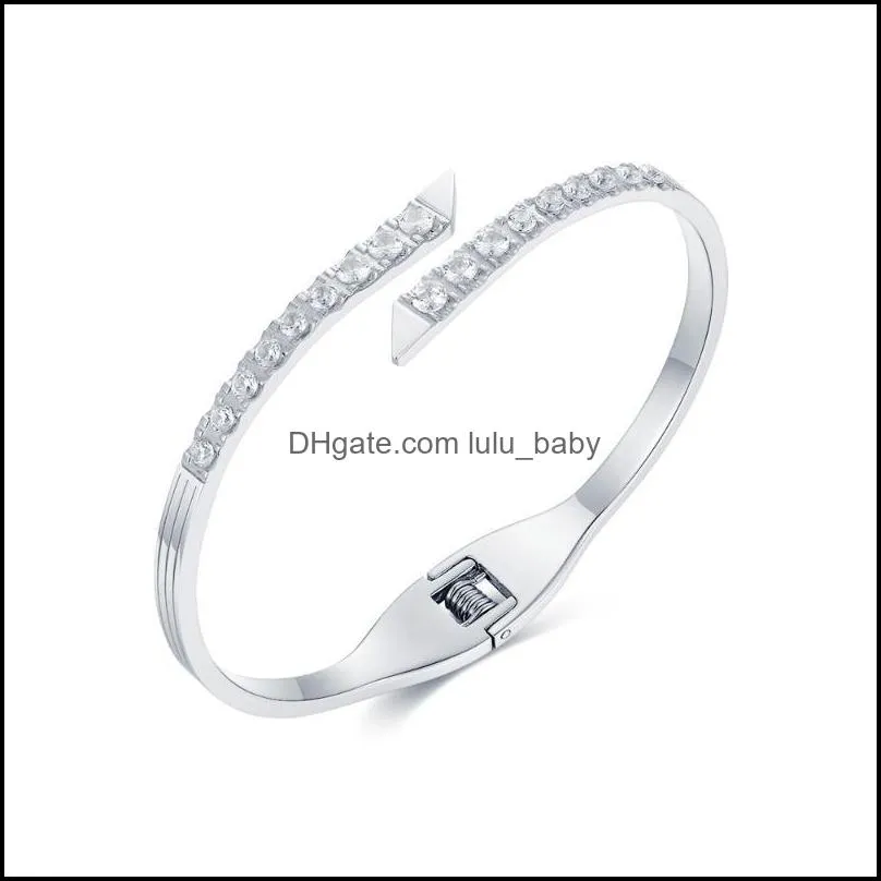 bangle shiny zircons bracelet for women gold color bangles party stainless steel fashion jewelry bransoletki damskie b212230bangle