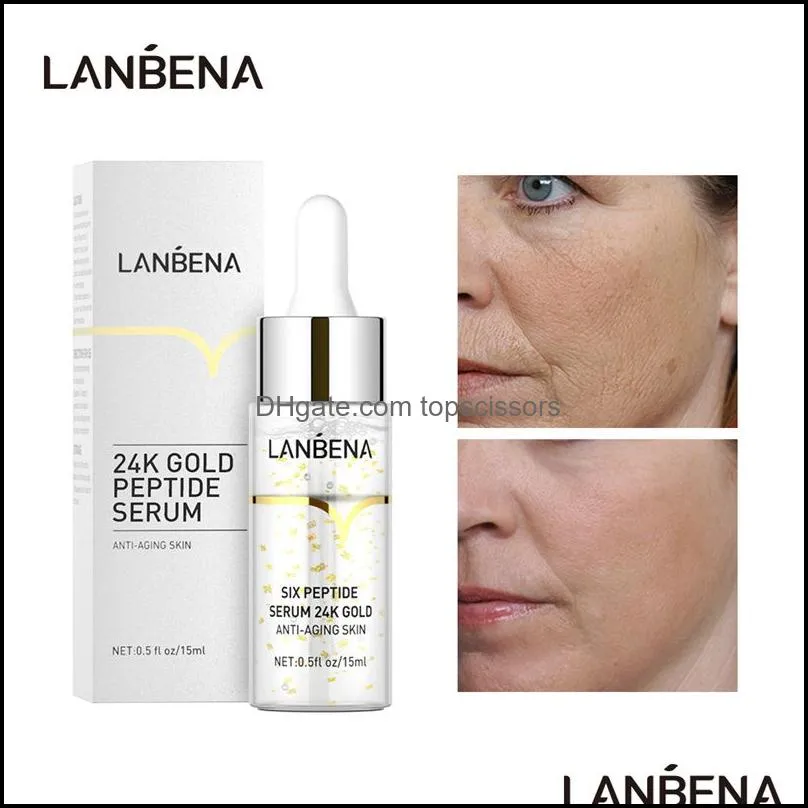 lanbena 24k gold face serum moisturizing shrink pore lift firming skin glossy face reduce fine lines skins care serums