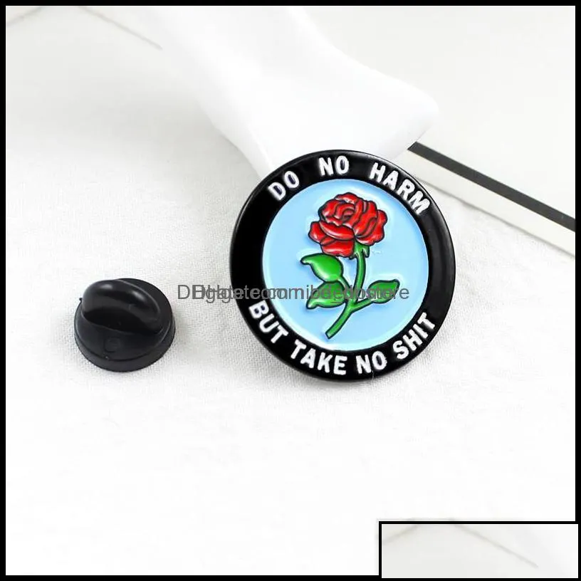 pins brooches jewelry round rose badge enamel lapel pin do no harm but take shit romantic brooch denim backpack cap accessories punk