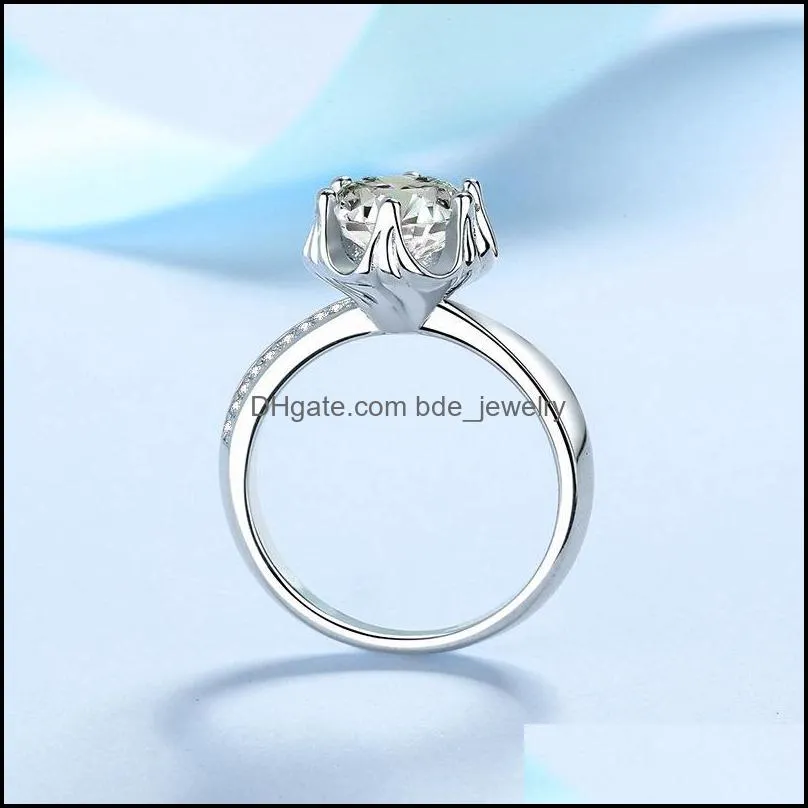 cluster rings 100 sterling silver wedding band 1ct 2ct lab grown moissanite ring 3d flower diamond engagement for women promise