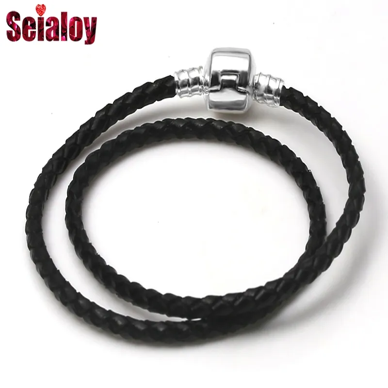 seialoy woven leather bracelets for women men plated buckle scalp accessories original brands charm bracelet bangle gifts