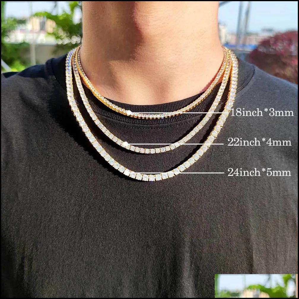 bling diamond stone tennis necklace for men stainless steel 18k real gold plated graduated necklace jewelry