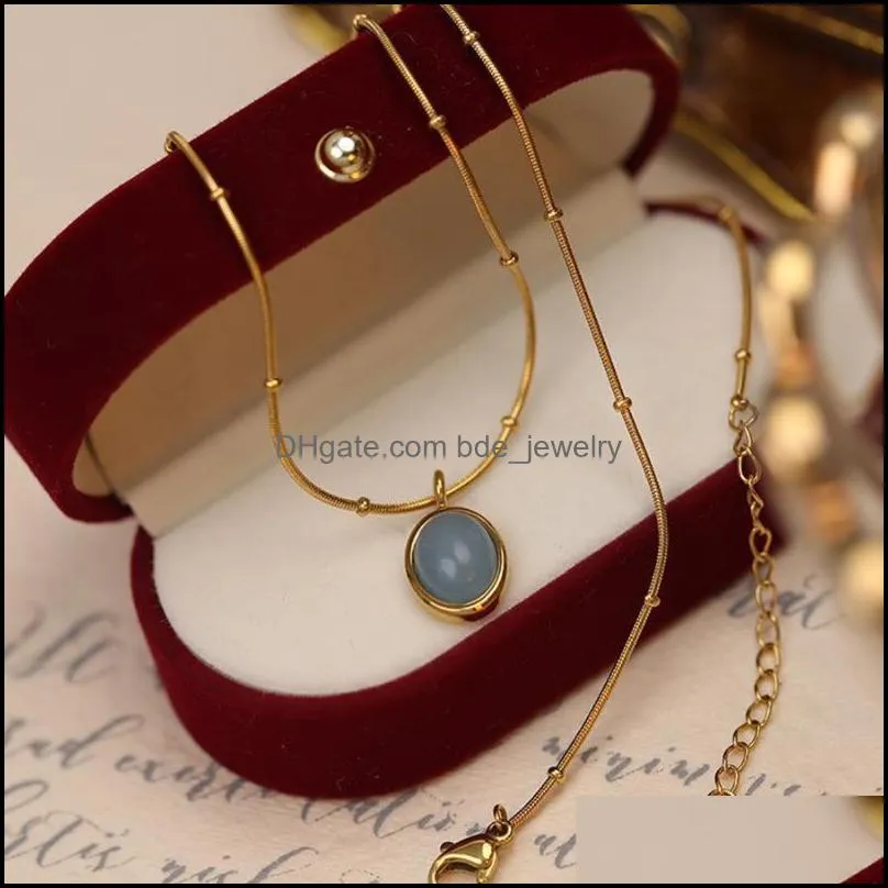 chokers 2021 korean fashion jewelry trend gold chain blue the sea of stars oval natural crystal necklaces for women girls gifts