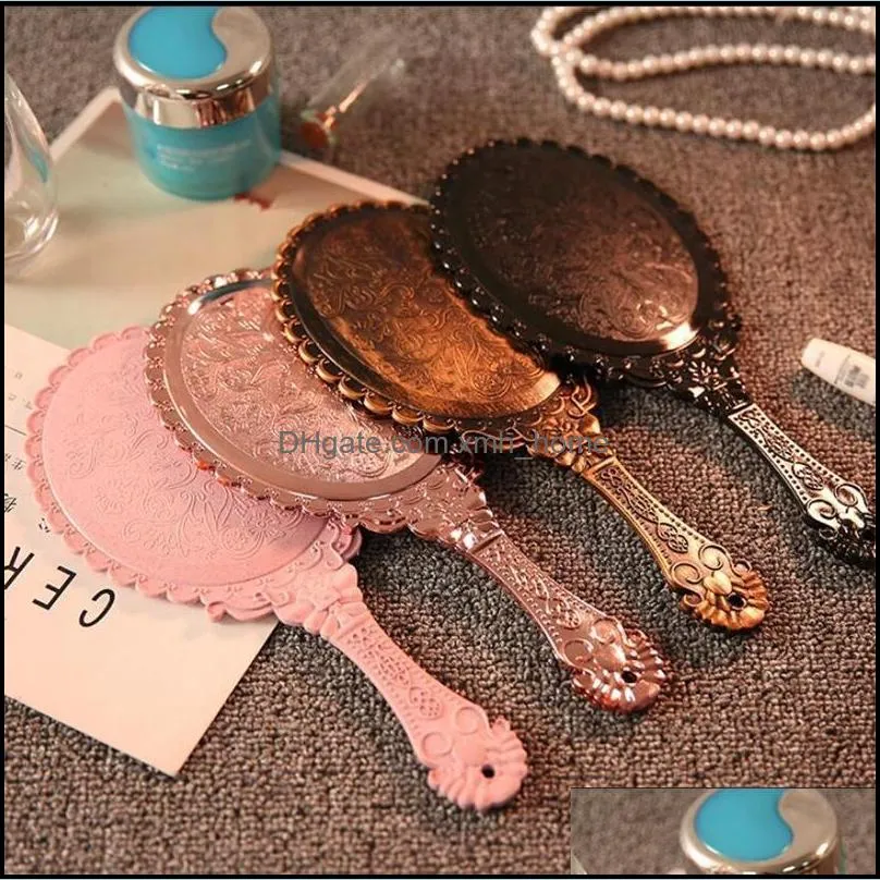 hand held makeup mirror romantic vintage lace hold mirrors oval round cosmetic tool dresser gift 21 l2