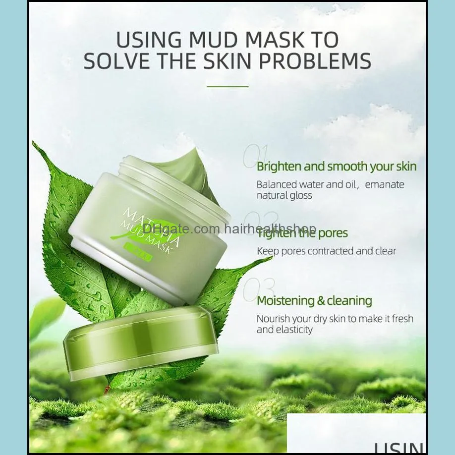 laikou deep clean matcha mud mask for ance skin purifying remove blackheads green tea facial cleaning clay masks 6pcs