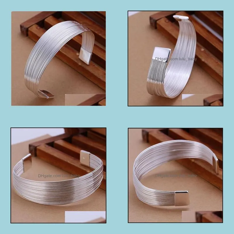 bangle knb023 wholesale silver color bracelets factory price arrival fashion jewelry multiple line banglebangle