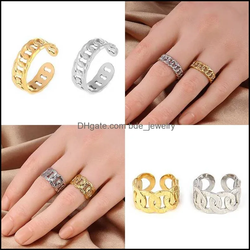 cluster rings stainless steel for women geometric multi layer ring open finger hollow circle round womens jewelry