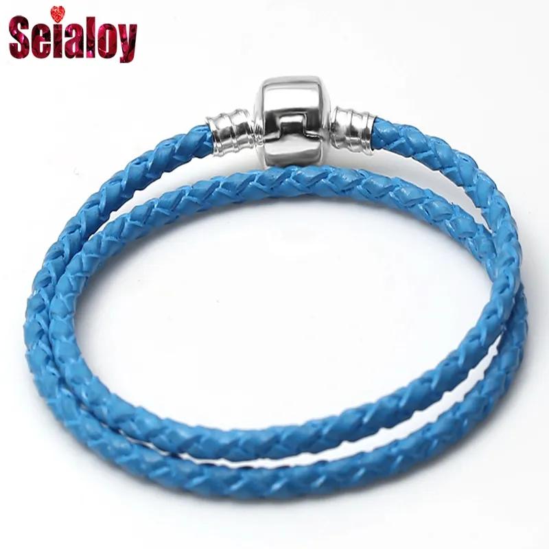 seialoy woven leather bracelets for women men plated buckle scalp accessories original brands charm bracelet bangle gifts