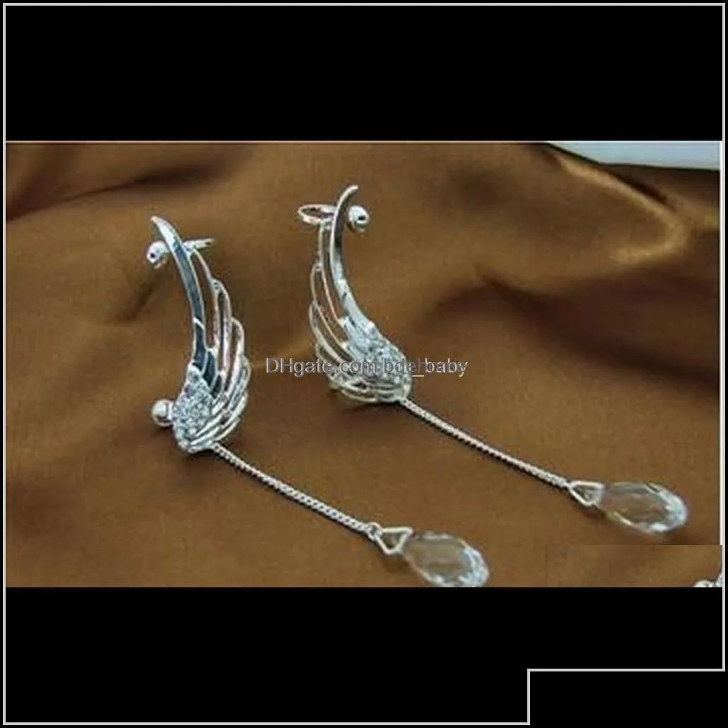 cuff boho cuffs punk sier plated angel wings ear bone clips gothic earrings womens jewelry drop delivery 2021 g4lkk