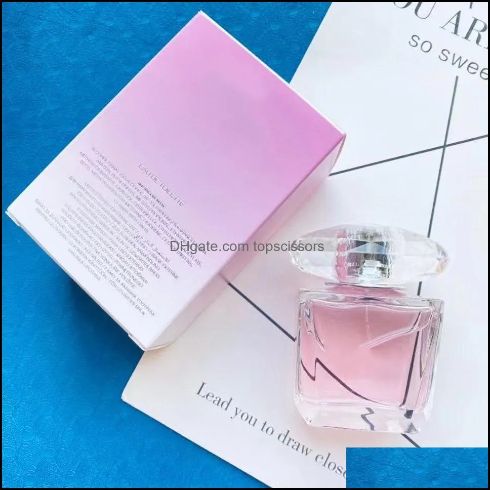 luxury brand woman perfume 90ml pink fragrance eau de toilette long lasting good smell edt lady girl crystal parfum cologne spray fast