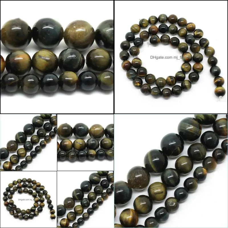 8mm natural blue yellow tiger eye stone 6/8/10mm round loose beads 15.5inch/strand pick size diy bracelet