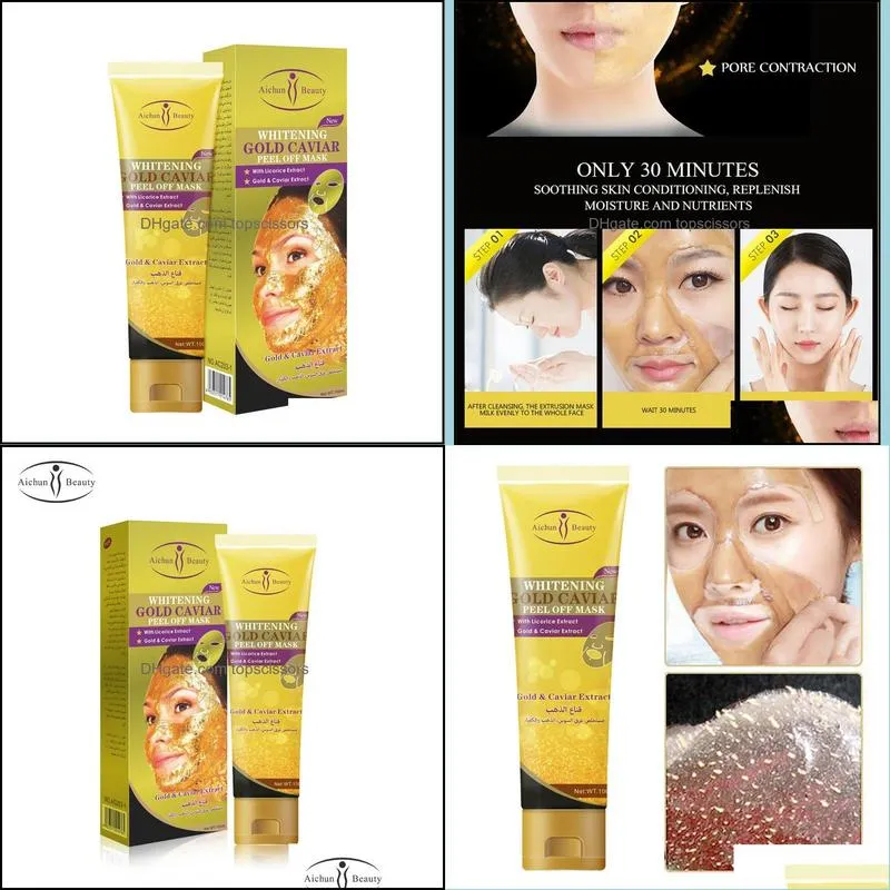 100ml 24k gold caviar collagen peel off mask whitening lifting firming anti aging face mask skin care