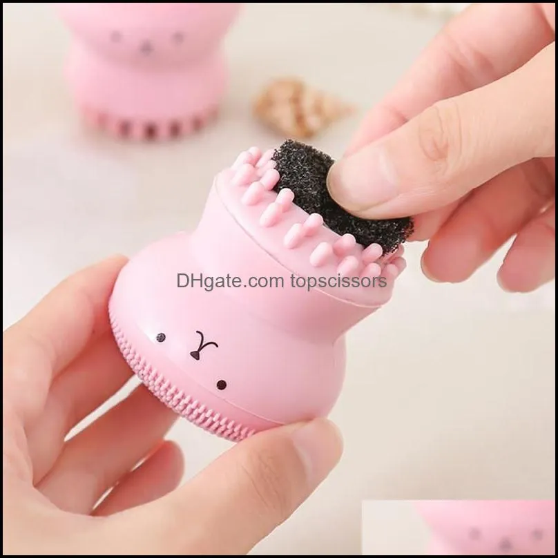 silicone cleansing brush cute octopus shape facial cleanser pore cleaner exfoliator face scrub washing brushes skin care cleaning tool