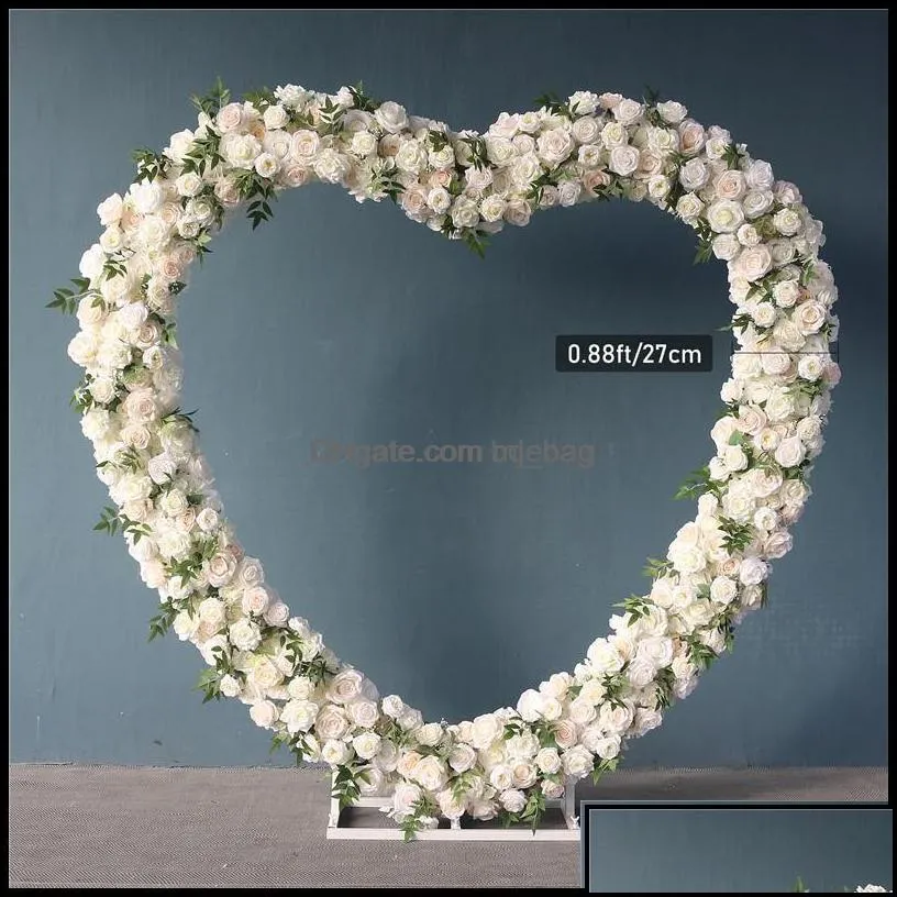 Heart Shaped Flower Row Arrangement Wedding Background Arch Set Party Stage Props Decor Stand Drop Delivery 2021 Decoration Event