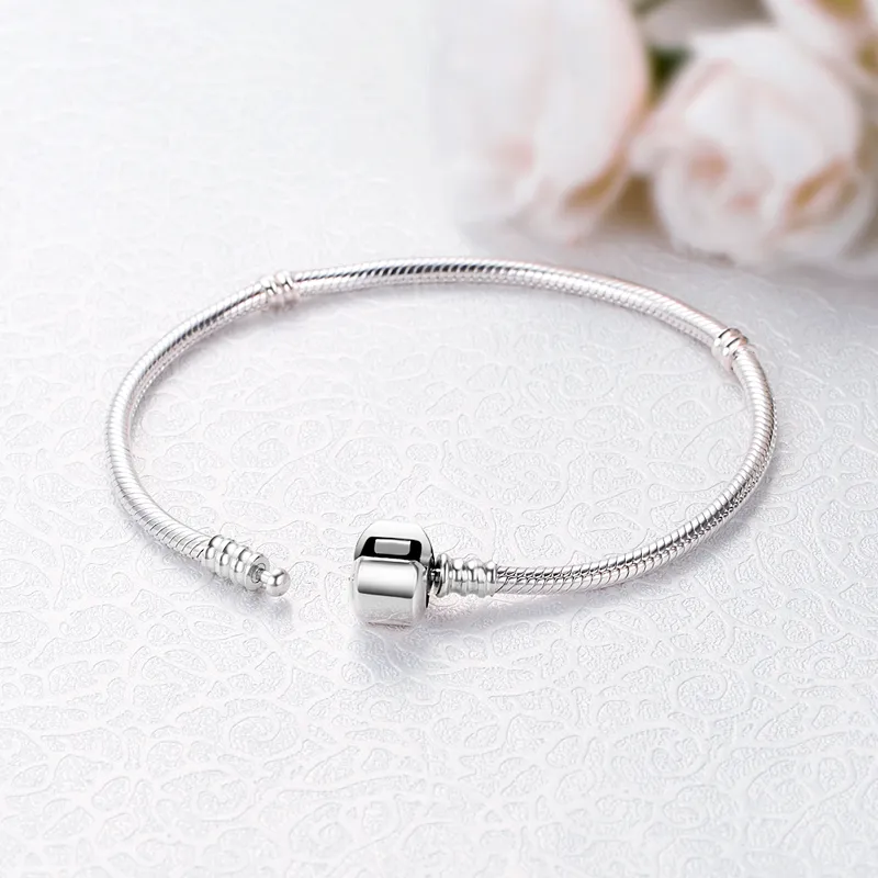 925 sterling silver charm bead bracelet for women original rose gold charms heart bracelets bangles snake chain diy jewelry