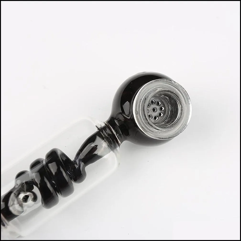 premium highborosilicate glass pipe for smoking 7 87 inch length transparent dry herb tobacco pipes with spin filter function removable bowl mens