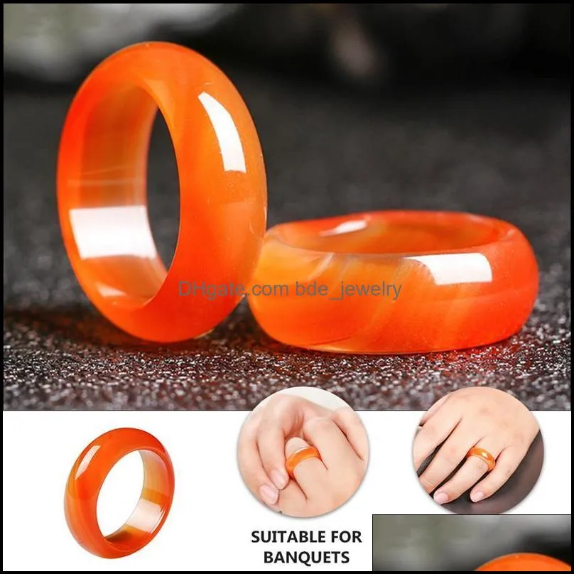 cluster rings red carnelian crystal ring natural agate plain band for women and girls fashion jewelry