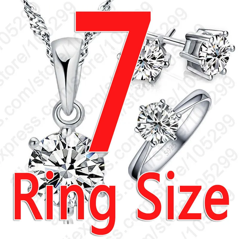 925 sterling silver bridal jewelry sets for women accessory cubic zircon crystal necklace rings stud earrings set gift jewelry sets