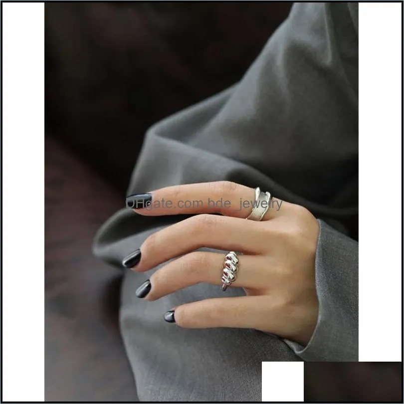 cluster rings zemior s925 sterling silver threaded coarse twist opening design for women fashion jewelry selling christmas day