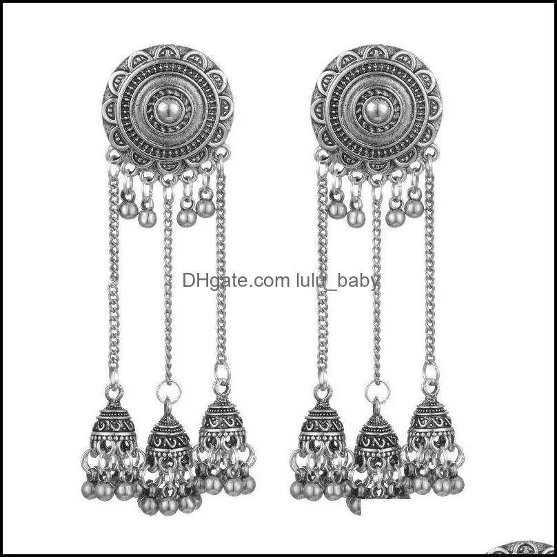 stud 2021 arrivals long tassel bells pendant earrings birdcage earring round gold eardrop ear studs aretes bohemian women jewelry