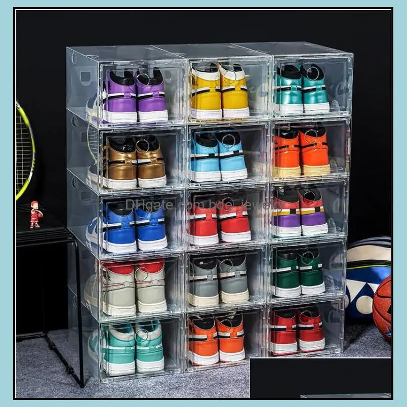 10pcs thickened plastic shoe box transparent clear sneakers aj display box hightops boots organizer shoebox combination shoes