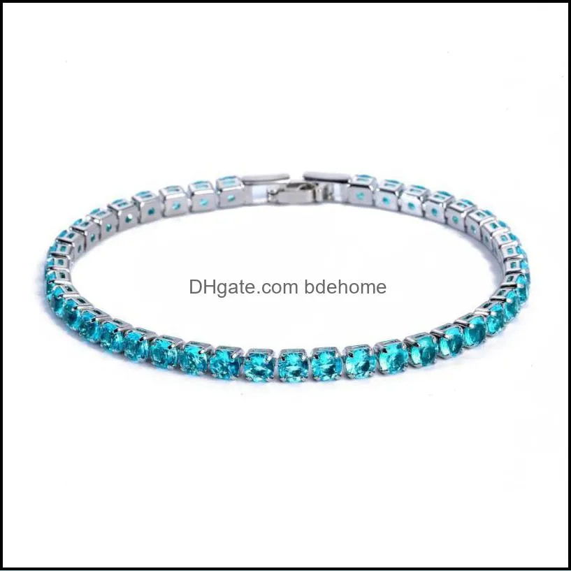 tennis bracelets jewelry luxury 4mm cubic zirconia iced out chain crystal wedding for women men gold sier bracelet