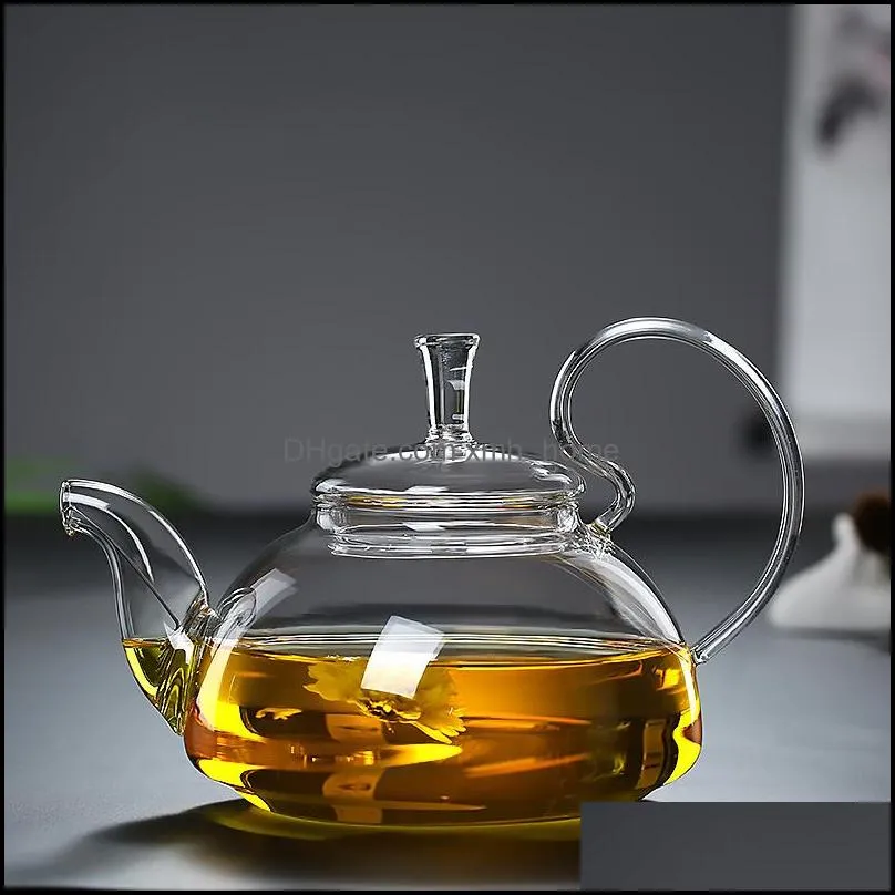 1pc 600ml heat resistant with high handle flower coffee glass tea pot blooming chinese glass teapots 250 s2