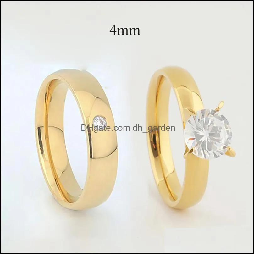 cluster rings 3pcs 18k gold plated wedding engagement set for men and women lovers couple ring titanium marriage anniversary