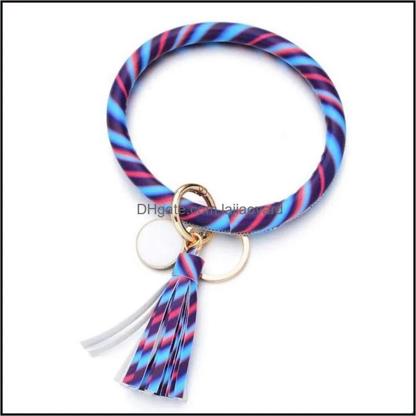 tassels keyring bracelets party gifts wristlet keychain bracelet circle key ring bangle fashion chain for women multi colors