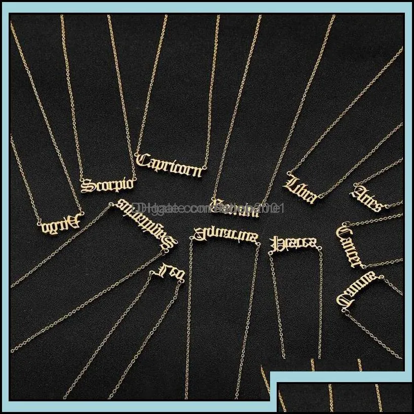 pendant necklaces pendants jewelry horoscope sign necklace constellation stainless steel zodiac letter taurus aquarius scorpio gemini