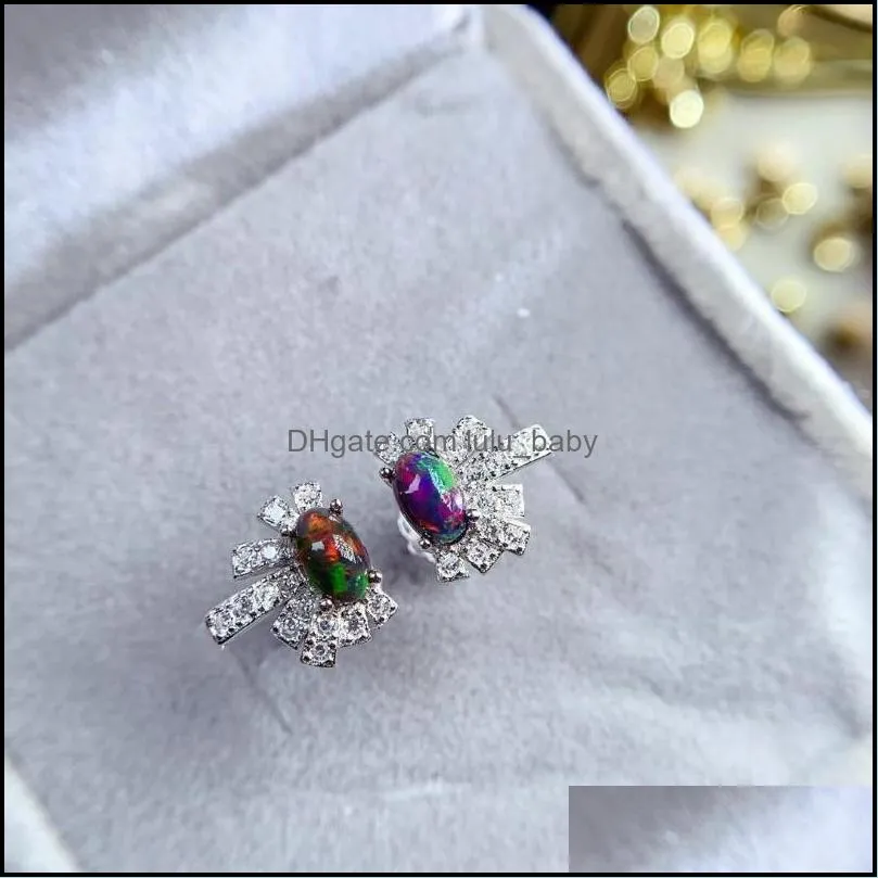 stud australia black opal with 925 silver earrings luxury jewelry women 3x5mm