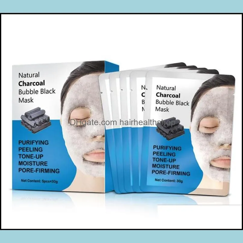 bamboo charcoal pure moisturizing bubble face mask deep cleansing oil control skin rejuvenation shrink pore foam black masks