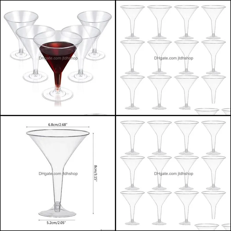 disposable dinnerware 7oz 198 4g plastic martini glass 60pcs transparent mini dessert wine glass