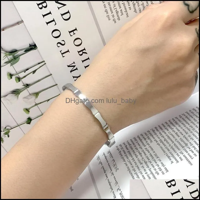 bangle high quality fashion stainless steel jewelry gold simplicity geometry metal bamboo joint bracelets bangles for women girl