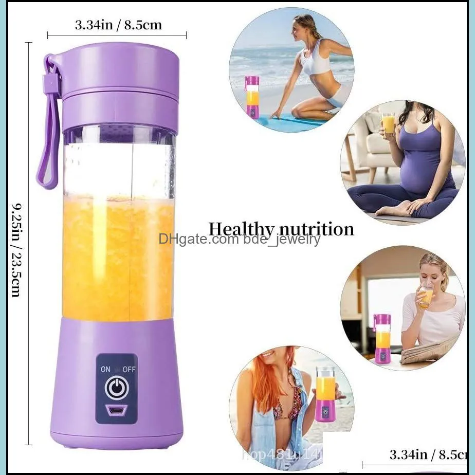 380ml portable blender juicer cup usb rechargeable electric automatic smoothie vegetable fruit citrus orange juice maker cup mixer