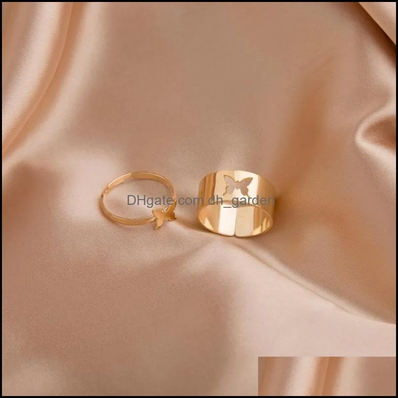 cluster rings gold silver color punk couple butterfly ring set for women men simple index finger fashion jewelrycluster brit22
