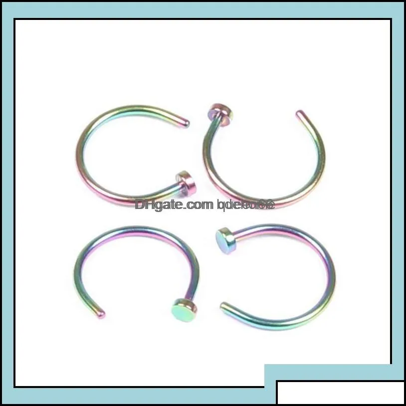 nose rings studs body jewelry trendy piercing jewellry fashion stainless steel open hoop ring earring fake non drop delivery 2021