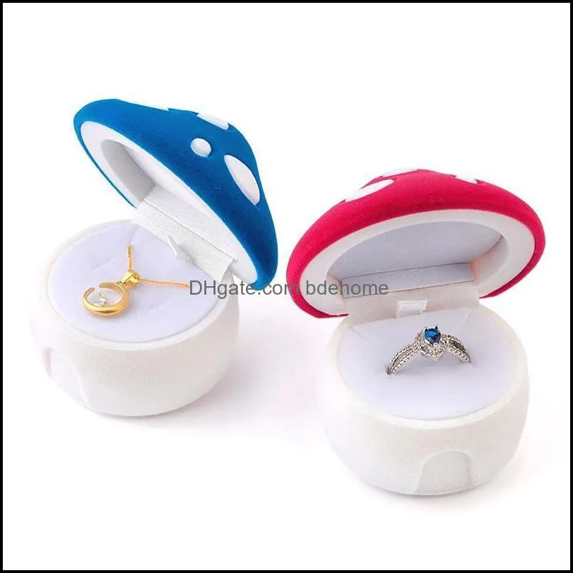 1 piece lovely mushroom gift box holder velvet wedding engagement ring box jewelry box for earrings necklaces display jllwvj