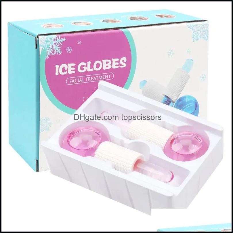 face massager large beauty ice hockey energy crystal ball facial cooling globes water wave face and eye massage skin care 2pcs/box