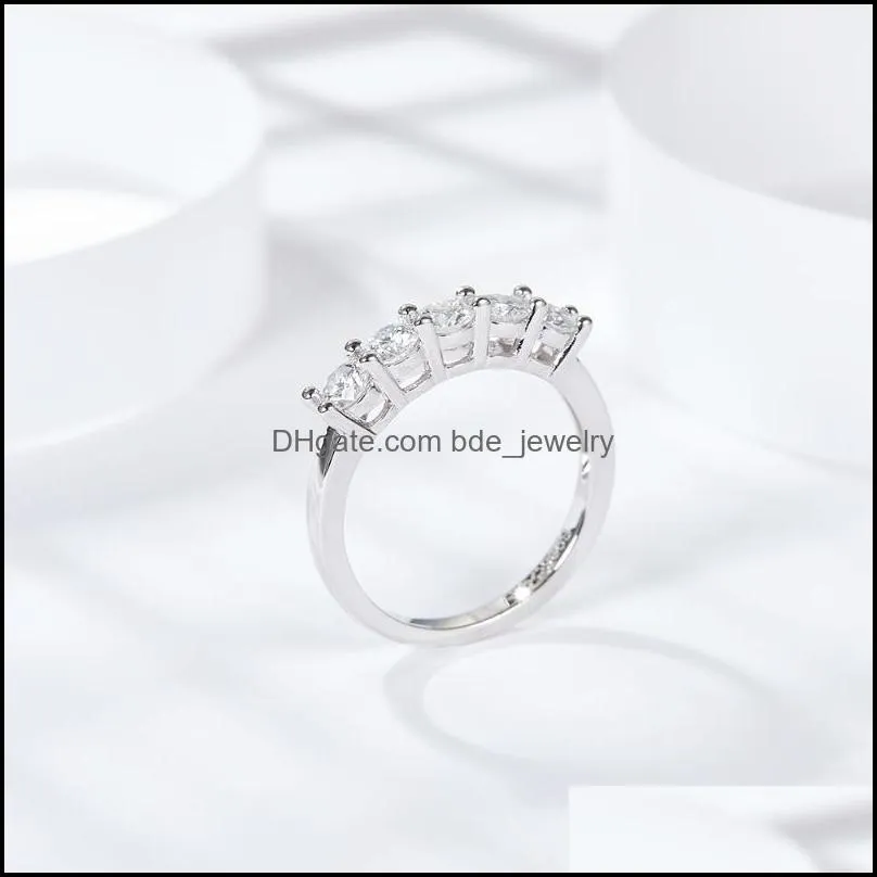 cluster rings boeycjr 925 silver d color 3 5mm total 1 0ct moissanite vvs1 simple design wedding ring matching bands for women gift