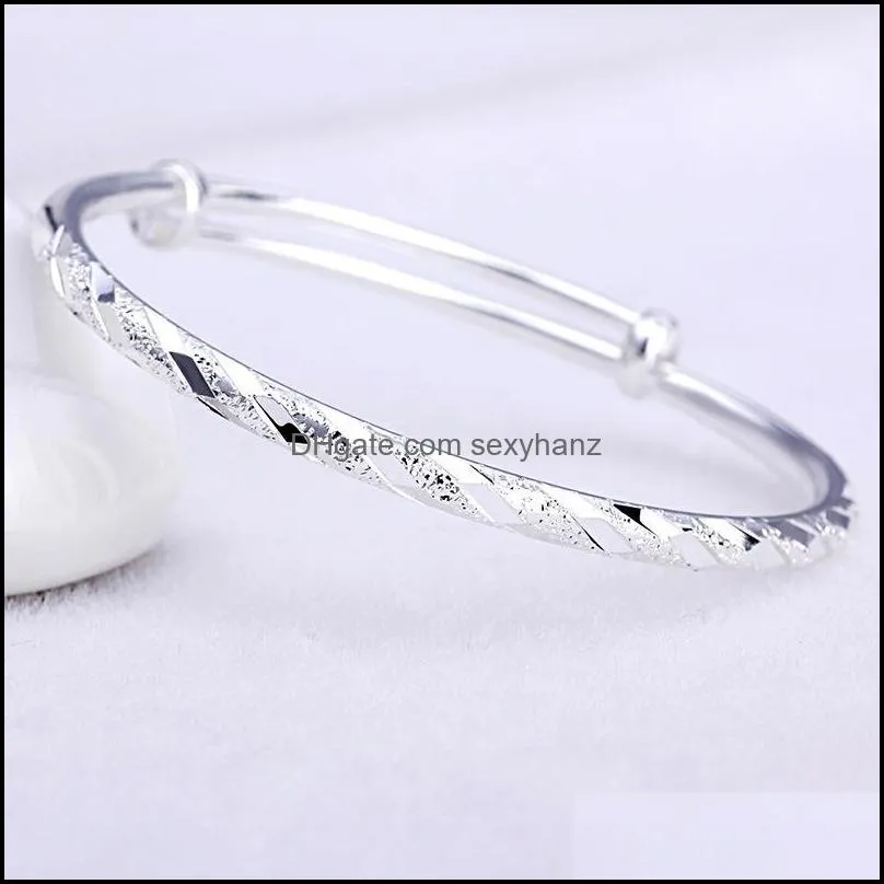 bangle frosted bracelet bangles silver plated bracelets round tube pushpull meteor for women jewelry cf6