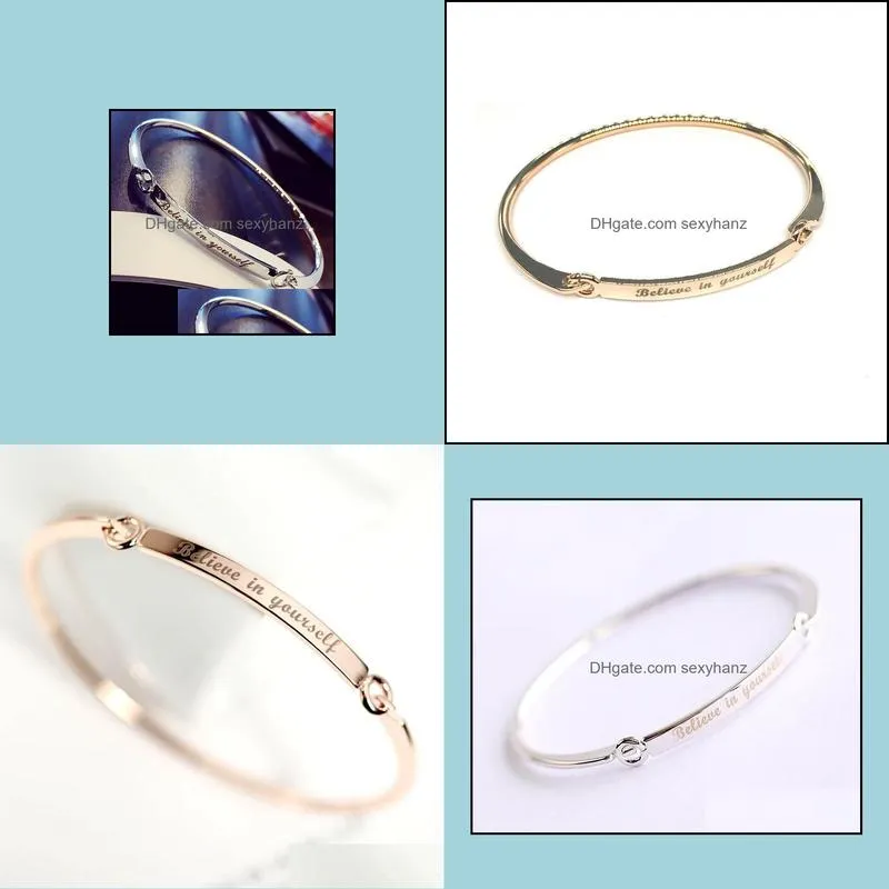 bangle fashion rose gold color love letter bracelets bangles for women/korean luxury jewelry pulseiras wholesale/pulserasbangle