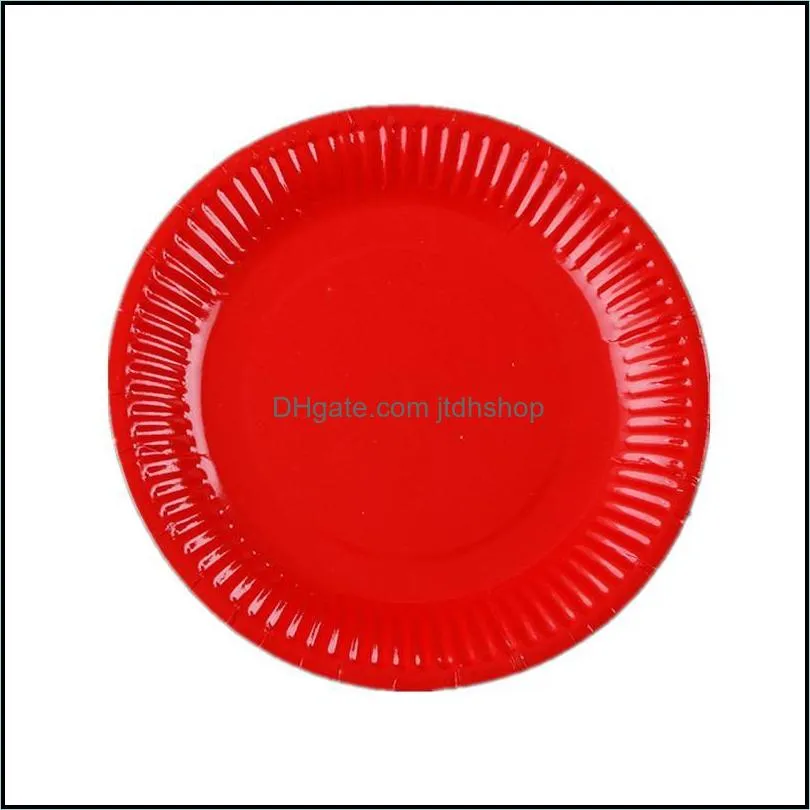 disposable dinnerware 10pcs 7inch tableware set paper plate fruit cake tray wedding birthday decoration party supplies