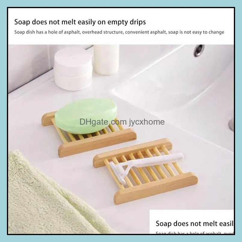 100pcs natural bamboo trays wholesale wooden soap dish wooden soap tray holder rack plate box container for bath shower bathroom 41 s2
